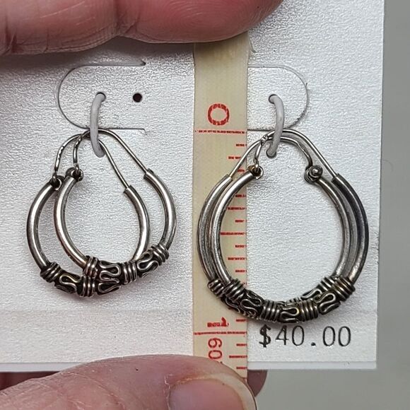 STERLING SILVER Lot of 2 Pairs of Hoop Earrings NWT - Picture 5 of 6